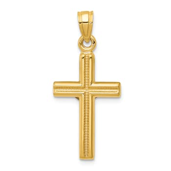 14K Yellow Gold Hollow Crucifix Pendant