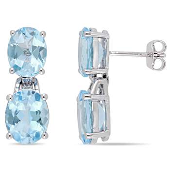 12.63ctw Sky Blue Topaz Dangle Earrings in Sterling Silver
