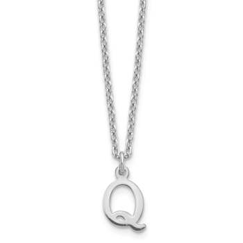 Rhodium Over Sterling Silver Cutout Letter Q  Initial Necklace