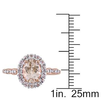 Morganite, White Topaz and Diamond 14K Rose Gold Ring 1.83ctw