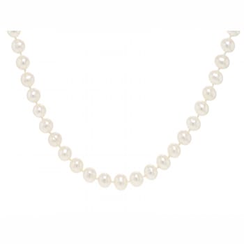 7-7.5mm White Cultured Freshwater Pearl 14k Yellow Gold Jewelry Set