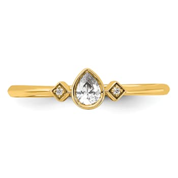 14K Yellow Gold Petite Pear Diamond Ring 0.13ctw