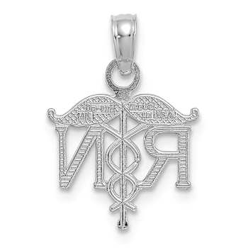 Rhodium Over 14k White Gold RN Registered Nurse Pendant