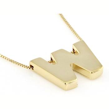 Block Letter W Initial Necklace In 10K Yellow Gold