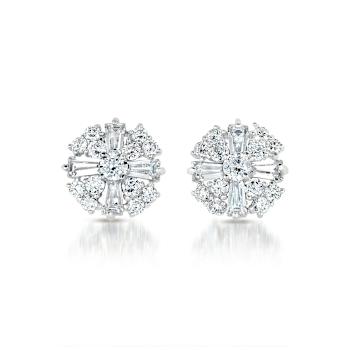 CZ Baguette Stud Earrings In Sterling Silver