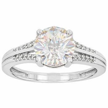 Diamond Simulant Castle Cut And White Zircon Ring In Platinum Over
Sterling Silver 3.49ctw