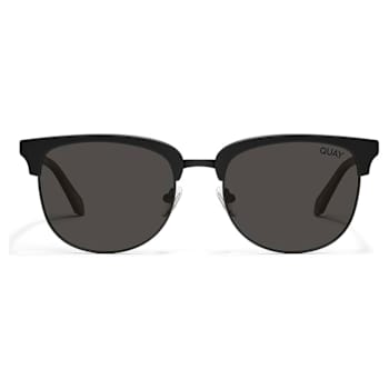 QUAY "EVASIVE" Black Oval Frame / Smoke Polarized Lenses Sunglasses