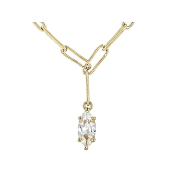 Lab-Created White Sapphire Marquise Paperclip Necklace In 18K Gold Over
Sterling Silver 0.98ct