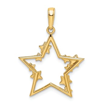 14K Two-tone Gold Diamond-Cut Stars Pendant