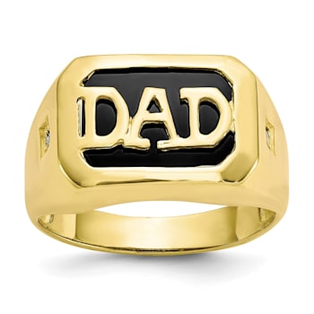 10K Yellow Gold Men's Diamond and Black Onyx DAD Ring