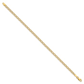 10k Yellow Gold 3.5mm Solid Double Link Charm Bracelet