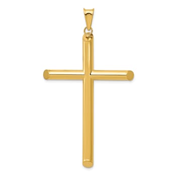 14k Yellow Gold Polished 3D Cross Pendant