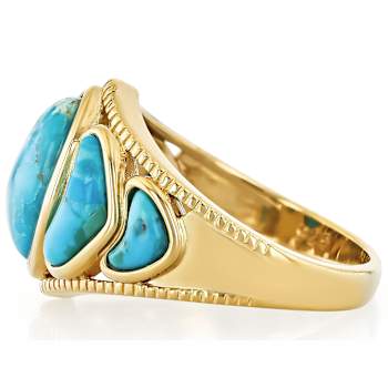 Turquoise Multi-Shape Ring In 18K Gold Over Sterling Silver