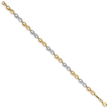 10k Yellow Gold and 10k White Gold 5mm Diamond-Cut Infinity Symbol Bracelet