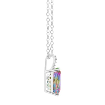 10x8mm Emerald Cut Mystic Topaz With Diamond Accents Rhodium Over
Sterling Silver Pendant with Chain
