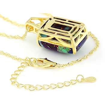 Multi-Color BlendedTurquoise Pendant Necklace In 18K Gold Over Sterling Silver