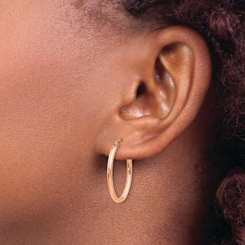 14k Rose Gold 1" Oval Hoop Earrings