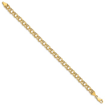 10k Yellow Gold 5.5mm Diamond-Cut Double Link Charm Bracelet