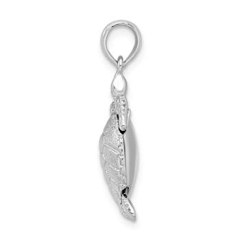 Rhodium Over Sterling Silver Polished 3D Moveable Sea Turtle Pendant