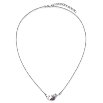 Rhodium Over Sterling Silver Crystal Mermaid 17.25 Inch with 2 Inch
Extension Necklace