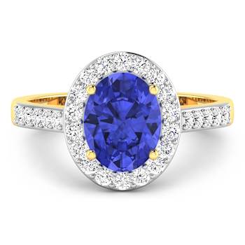1.8ctw Violet Tanzanite and Diamond 14K Yellow Gold Halo Ring