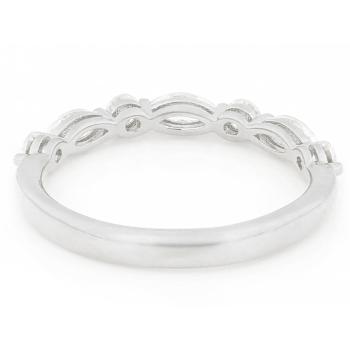 Marquise And Round Moissanite Band Ring In Platinum-Enhanced Sterling Silver