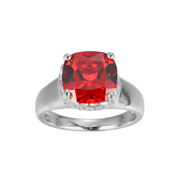 Red And White Cubic Zirconia Platinum Over Silver January Birthstone
Ring 7.23ctw