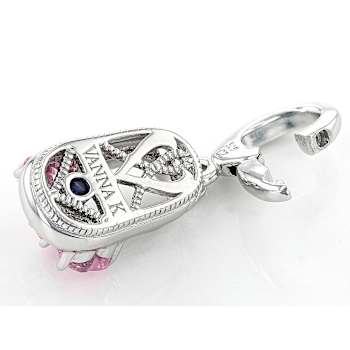 Pink Cubic Zirconia Platineve Over Sterling Silver  Baby Girl Boot Charm 0.53ctw
