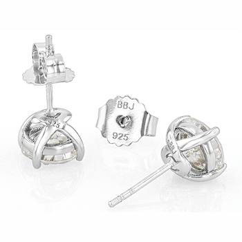 5.00ctw Diamond Simulant Stud Earrings In Sterling Silver