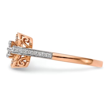 14K Rose Gold Diamond Cluster Engagement Ring 0.19ctw