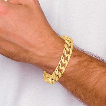 10k Yellow Gold and 10k White Gold 13.4mm Hand-polished Rounded Curb
Link Bracelet