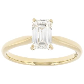 Lab-Grown Diamond Emerald-Cut Solitaire Ring In 14K Gold 1.10ct