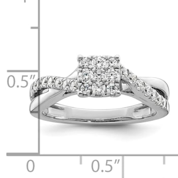 Rhodium Over 14K White Gold Lab Grown Diamond VS/SI GH, Cluster Ring 0.511ctw