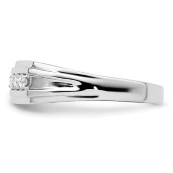 Rhodium Over 14K White Gold Lab Grown Diamond Men's Ring