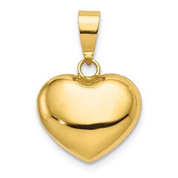14k Yellow Gold Polished 3D Puffed Heart Pendant