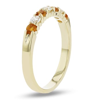 Citrine and Diamond 14k Yellow Gold Band Ring 0.45ctw