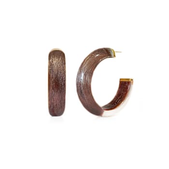 14K Yellow Gold Over Sterling Silver Small Illusion Acrylic Hoop
Earrings in Cocoa