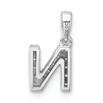 14K White Gold Diamond Letter N Initial with Bail Pendant