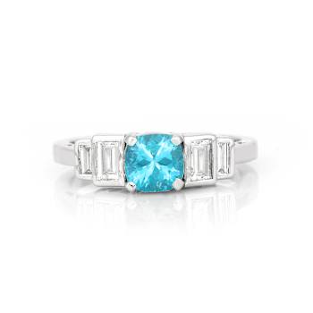 Rhodium Over Sterling Silver Paraiba Blue Apatite and Lab Grown Diamond
Mixed Cut Ring 1.71ctw