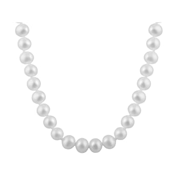 7-7.5mm White Cultured Freshwater Pearl Sterling Silver Strand Necklace