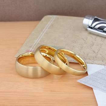 MILLER Gold Plated Tungsten Domed Ring with Brushed Finish 4mm