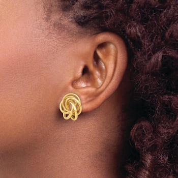 14k Yellow Gold 19mm Love Knot Stud Earrings
