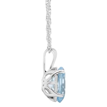 10x8mm Oval Sky Blue Topaz Rhodium Over Sterling Silver Pendant With Chain