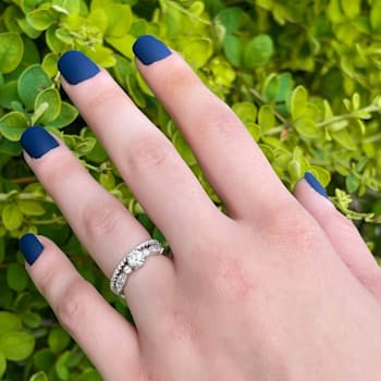 Moissanite Sterling Silver Ring, 0.74ctw