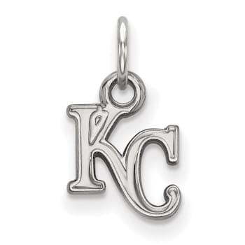 Rhodium Over Sterling Silver MLB Kansas City Royals LogoArt Pendant
