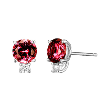 Red Lab Created Ruby Rhodium Over Sterling Silver Earrings