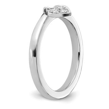 Sterling Silver Stackable Expressions Dangle Heart Diamond Ring 0.045ctw