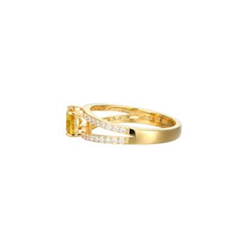Yellow And White Cubic Zirconia 18K Gold Over Sterling Silver Ring 2.41ctw