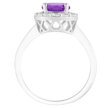 7mm Round Amethyst And White Topaz Accents Rhodium Over Sterling Silver
Halo Ring