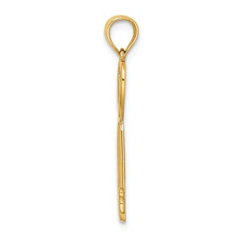 14k Yellow Gold Key with Heart Sweet 16 Pendant